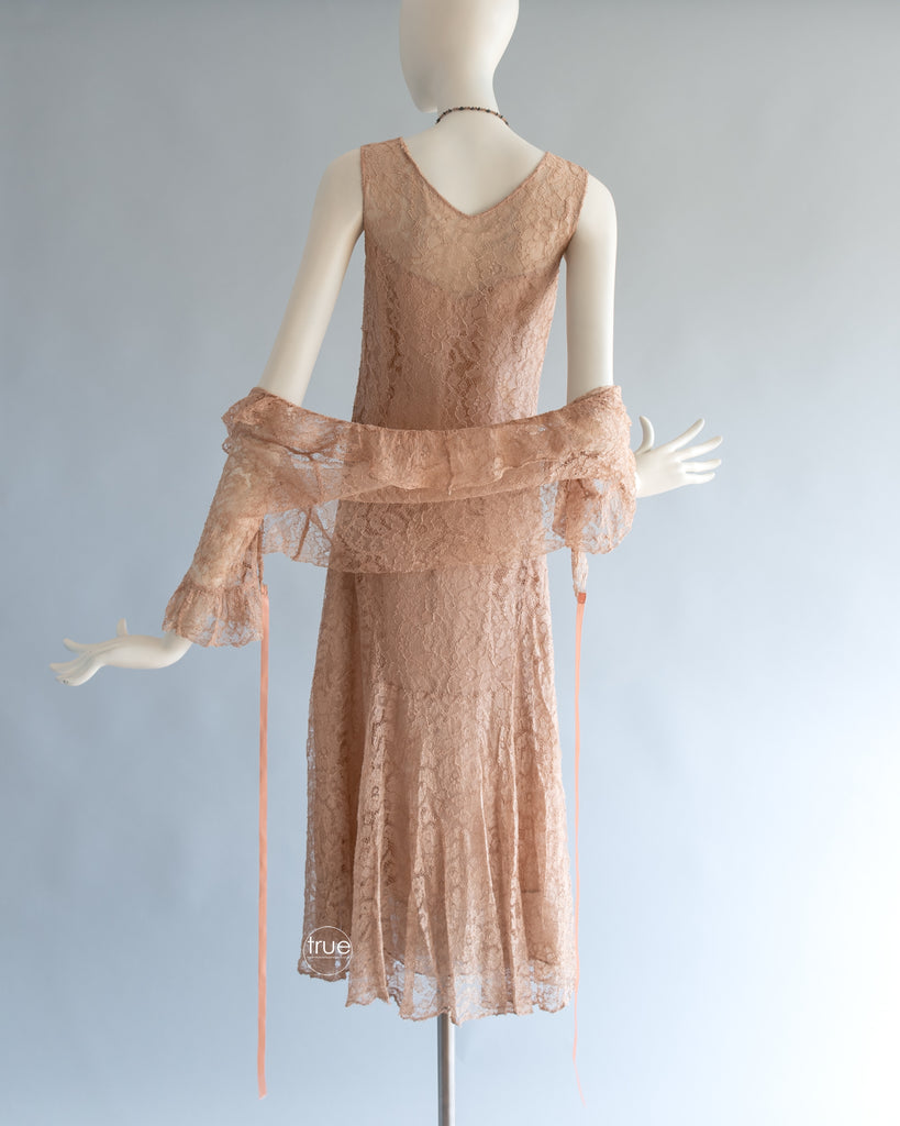 lovely nude/taupe-ish lace dress with ...